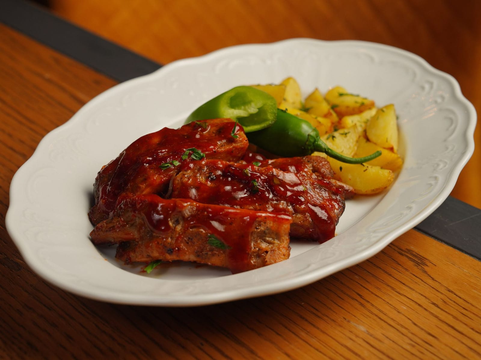 Placeholder Southern food photograph for the BBQ Ribs card